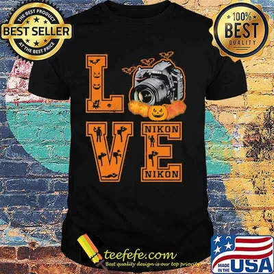 Halloween love camera nikon pumpkin shirt
