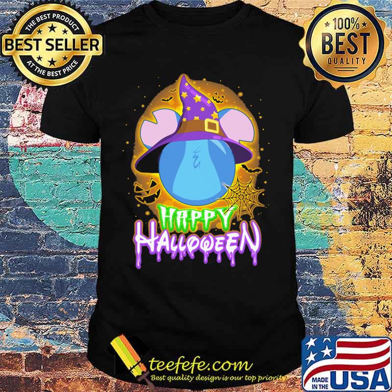 Happy halloween mickey mouse stitch witch moon shirt