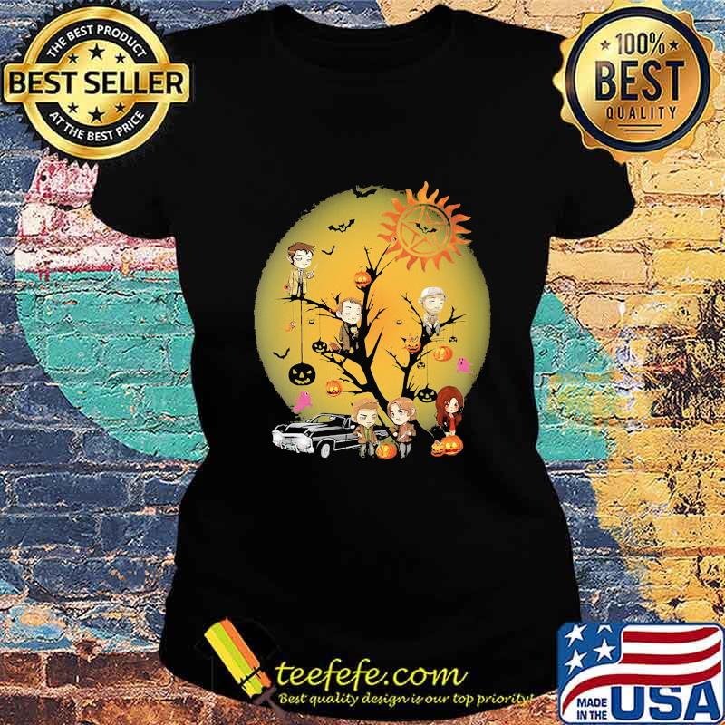 happy halloween tree supernatural characters chibi moon s Ladies tee happy halloween tree supernatural characters chibi moon s Ladies tee