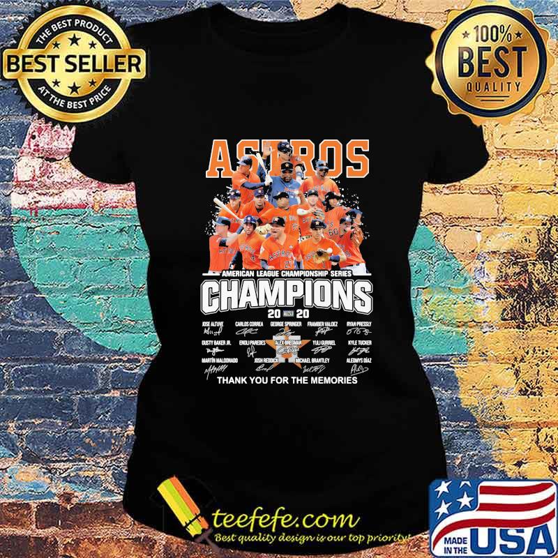 Houston astros american league championship series champions thank you for the memories signatures s Ladies tee Houston astros american league championship series champions thank you for the memories signatures s Ladies tee