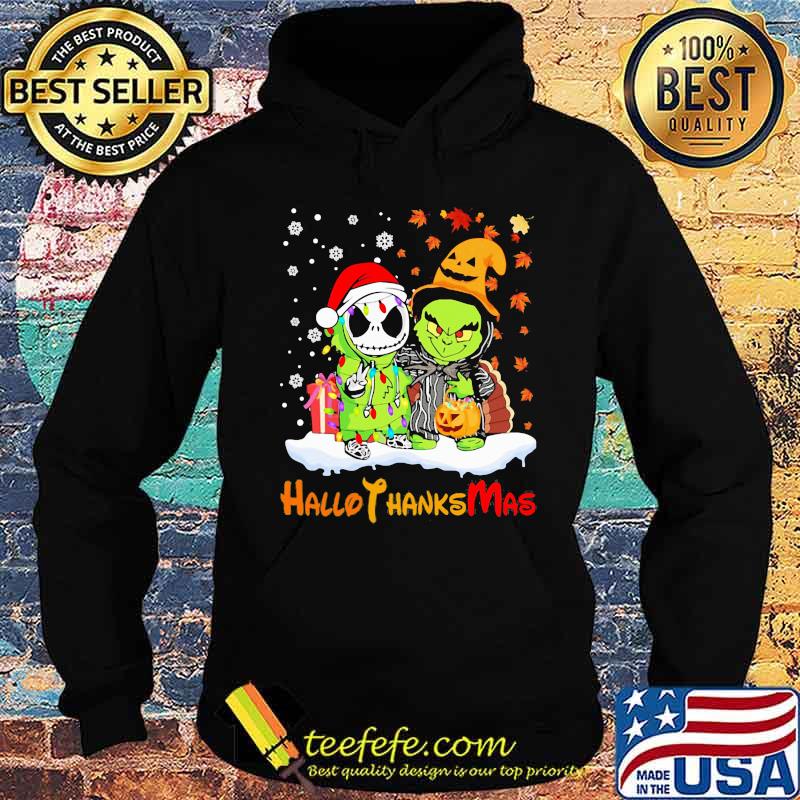 Jack skellington and grinch happy hallothanksmas halloween thanksgiving christmas s Hoodie Jack skellington and grinch happy hallothanksmas halloween thanksgiving christmas s Hoodie