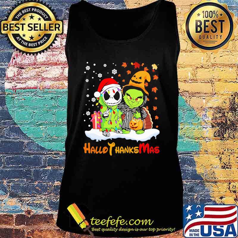 Jack skellington and grinch happy hallothanksmas halloween thanksgiving christmas s Tank top Jack skellington and grinch happy hallothanksmas halloween thanksgiving christmas s Tank top