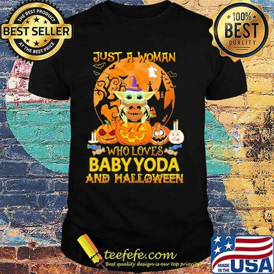 Just a woman who loves baby yoda and halloween moon shirt
