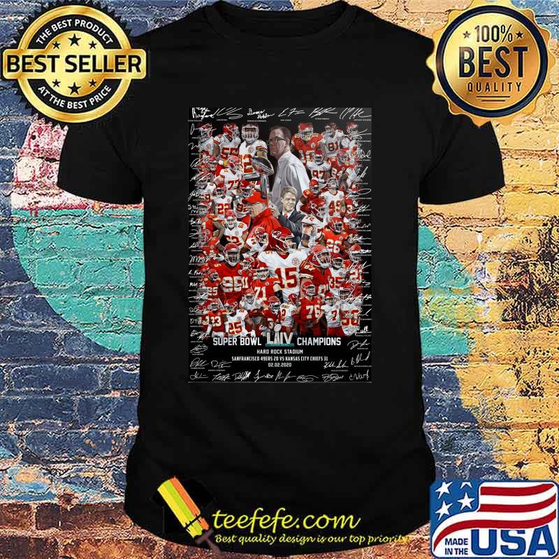 Kansas city chiefs super bowl liv champions signatures shirt Kansas city chiefs super bowl liv champions signatures shirt