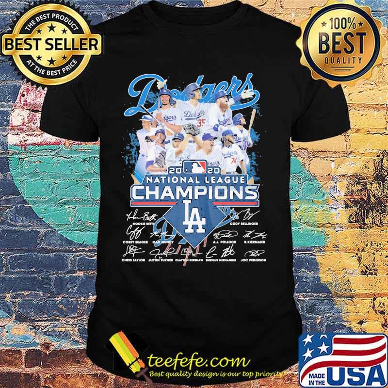 Los angeles dodgers 2020 national league champions signatures shirt