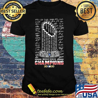 Los angeles dodgers world series champions 2020 signatures logo shirt