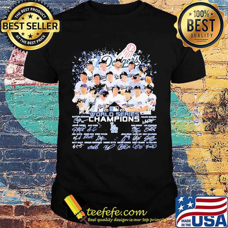 Los angeles dodgers world series champions signatures 2020 shirt