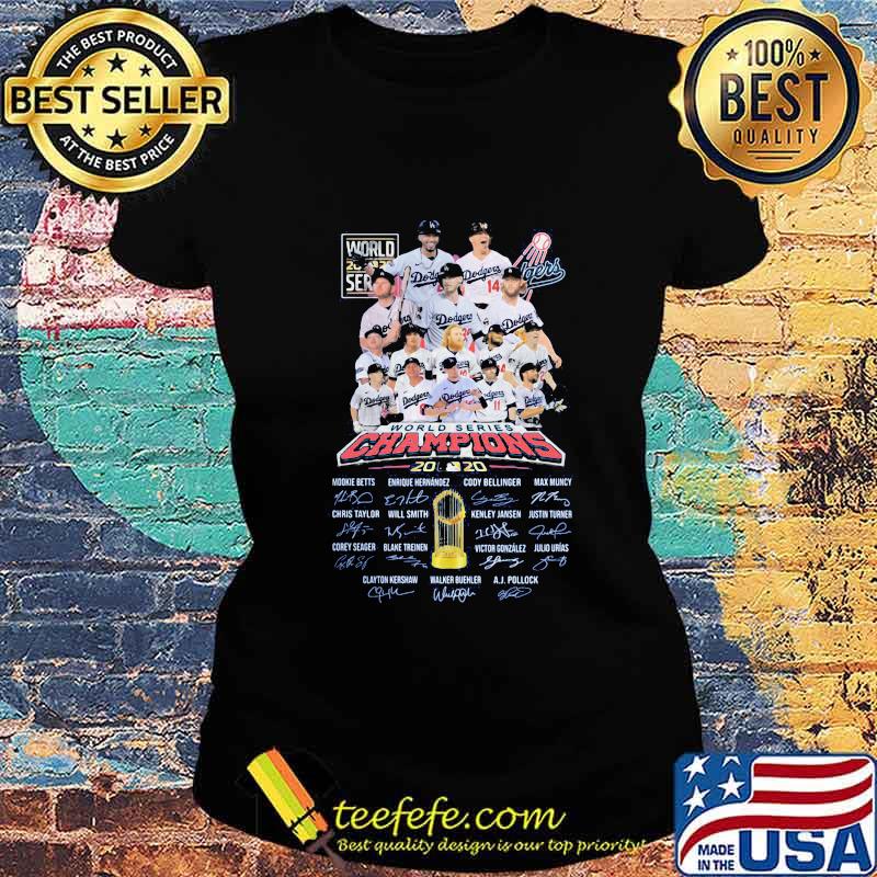 Los angeles dodgers world series world series champions 2020 cup signatures s Ladies tee Los angeles dodgers world series world series champions 2020 cup signatures s Ladies tee
