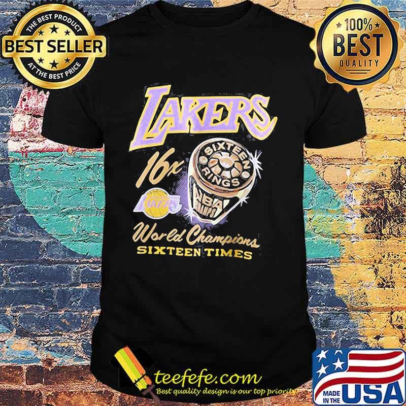 Los angeles lakers 16x world champions sixteen times shirt