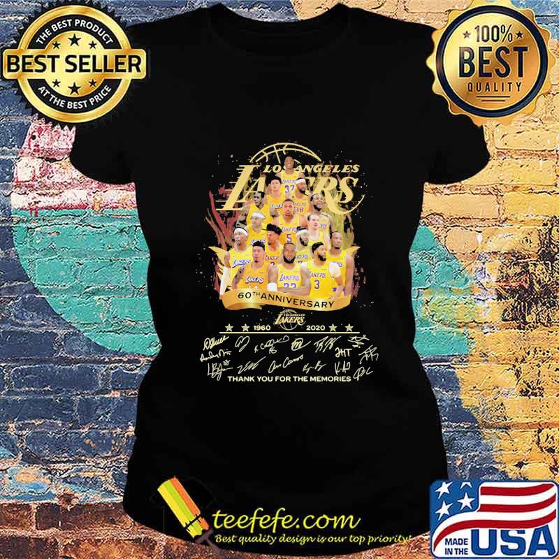 Los angeles lakers 60th anniversary 1960 2020 thank for the memories signatures s Ladies tee Los angeles lakers 60th anniversary 1960 2020 thank for the memories signatures s Ladies tee