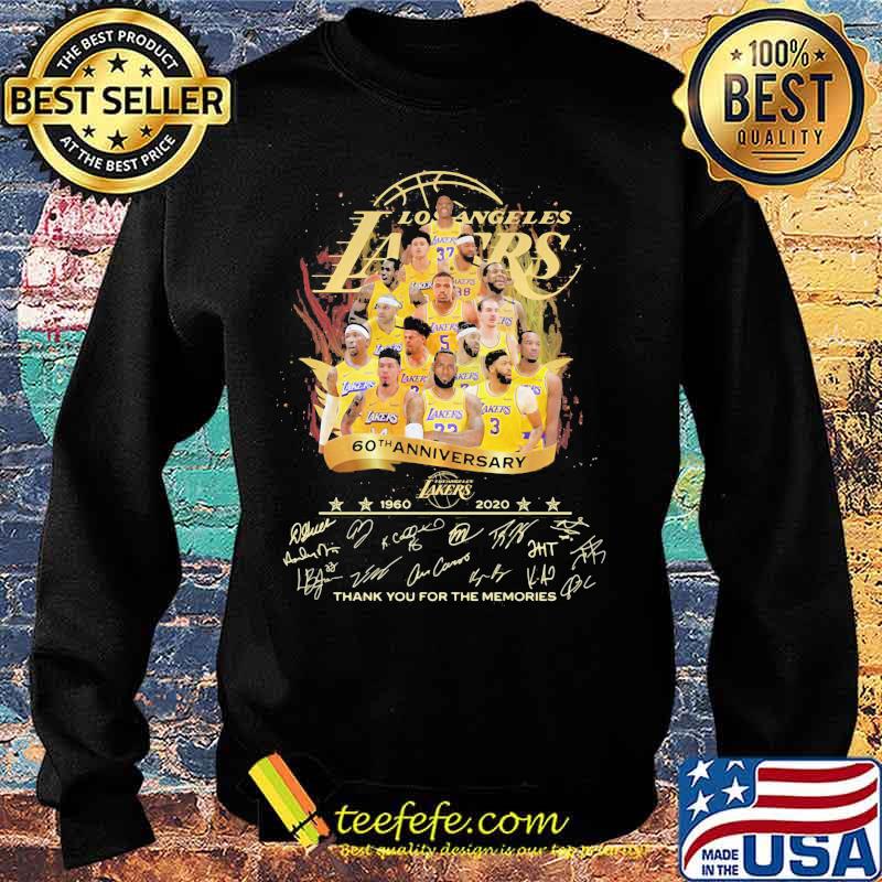 Los angeles lakers 60th anniversary 1960 2020 thank for the memories signatures s Sweater Los angeles lakers 60th anniversary 1960 2020 thank for the memories signatures s Sweater