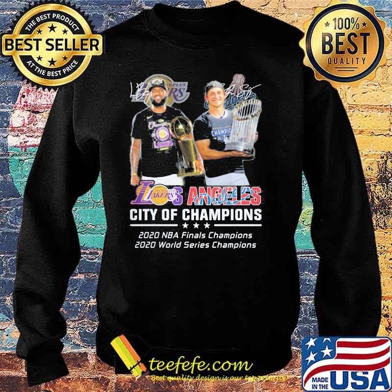 Los angeles lakers - dodgers city of champions 2020 nba finals champions 2020 world series champions signatures s Sweater Los angeles lakers - dodgers city of champions 2020 nba finals champions 2020 world series champions signatures s Sweater
