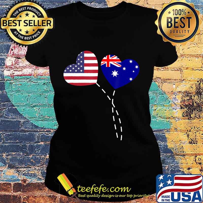 Loving Australia USA Flag Heart Australian Americans Love T-Shirt Ladies tee Loving Australia USA Flag Heart Australian Americans Love T-Shirt Ladies tee