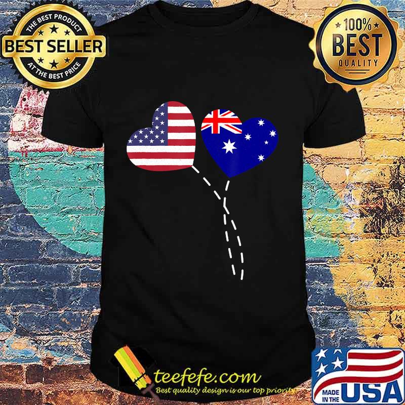 Loving Australia USA Flag Heart Australian Americans Love T-Shirt
