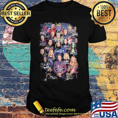 Marvel heroes avengers characters signatures shirt
