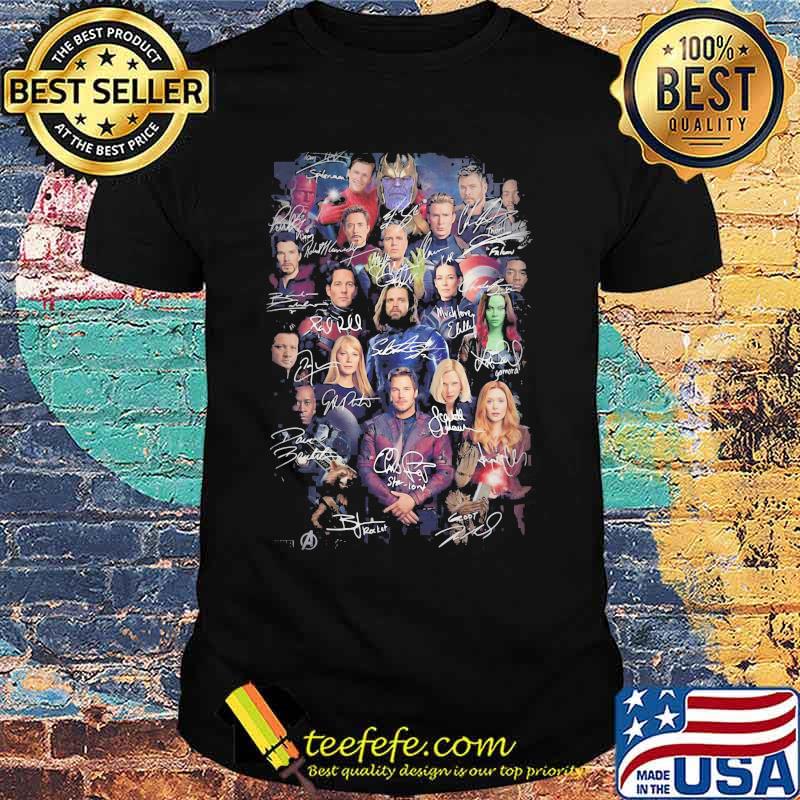 Marvel heroes avengers characters signatures shirt Marvel heroes avengers characters signatures shirt