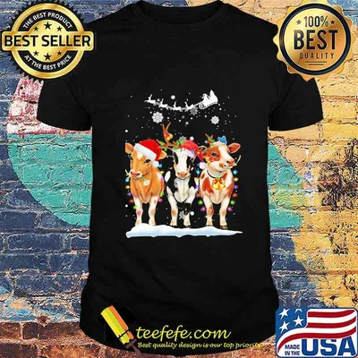 Merry christmas cows santa snow shirt
