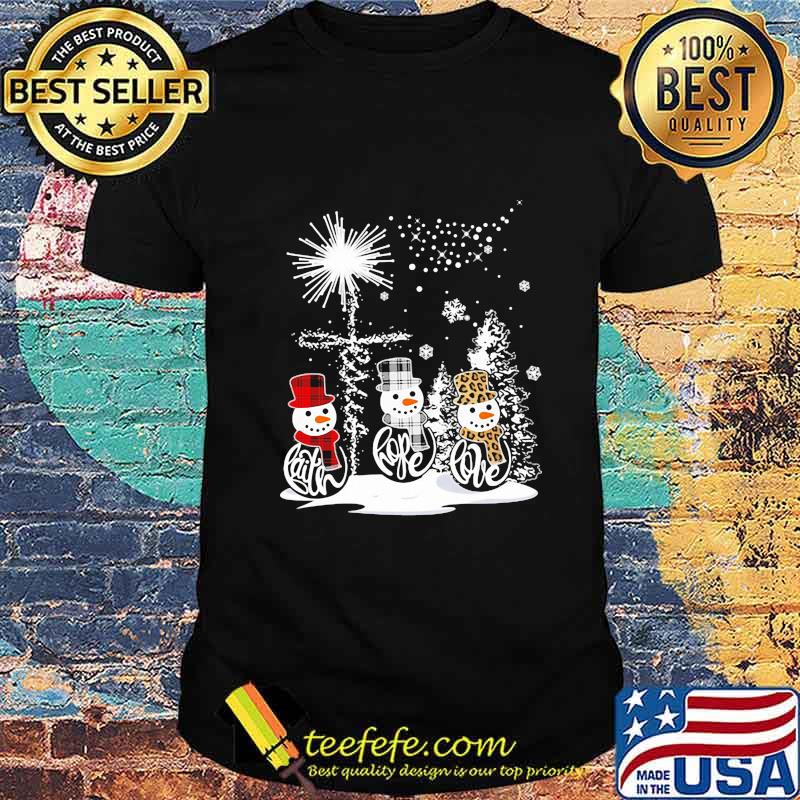 Merry christmas faith hope love snowman leopard shirt