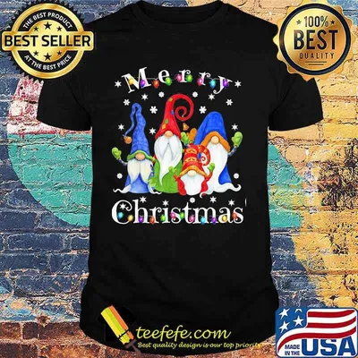 Merry christmas gnomes snow lights shirt