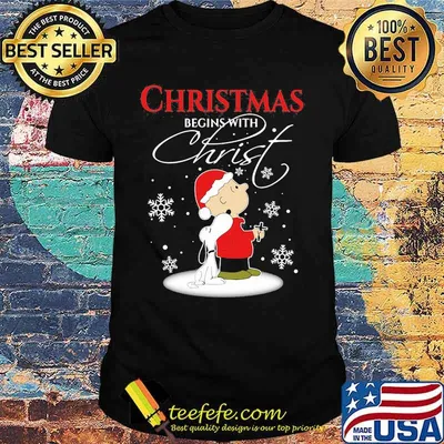 Merry christmas snoopy and charlie brown begins with christ shirt