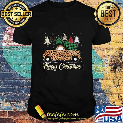 Merry christmas tree car vintage leopard shirt