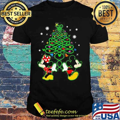 Merry christmas tree mickey mouse and minnie mouse shirt