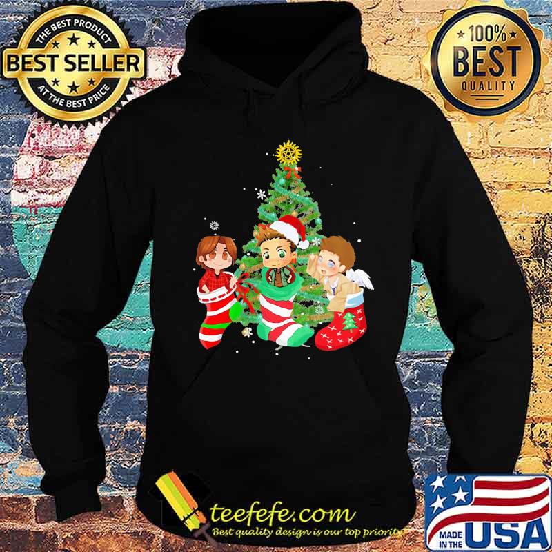Merry christmas tree supernatural characters chibi s Hoodie Merry christmas tree supernatural characters chibi s Hoodie