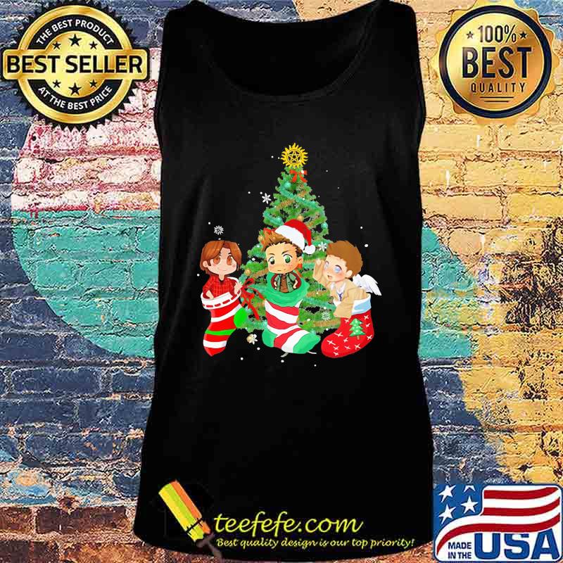 Merry christmas tree supernatural characters chibi s Tank top Merry christmas tree supernatural characters chibi s Tank top