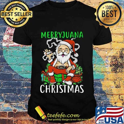 Merryjuana christmas santa smoking shirt