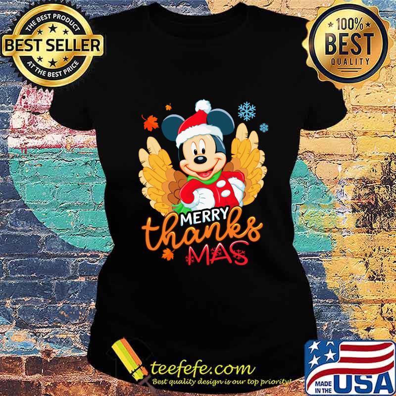 Mickey mouse happy merrythanksmas thanksgiving christmas s Ladies tee Mickey mouse happy merrythanksmas thanksgiving christmas s Ladies tee