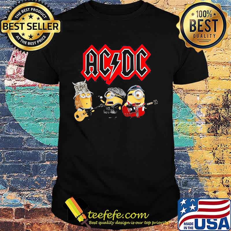 Minions acdc band playing guitars shirt