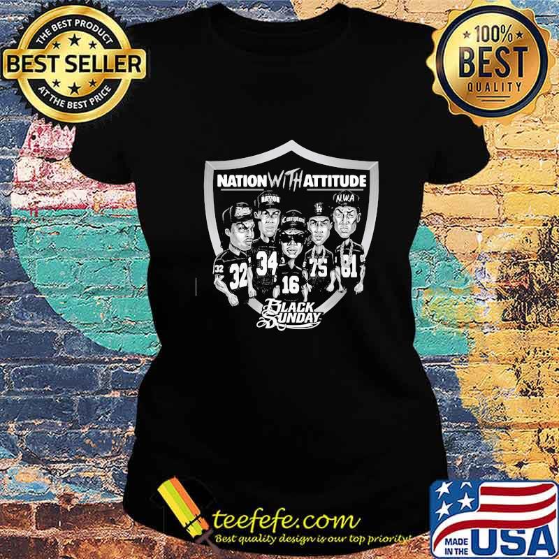 Nation with attitude black sunday las vegas raiders s Ladies tee Nation with attitude black sunday las vegas raiders s Ladies tee