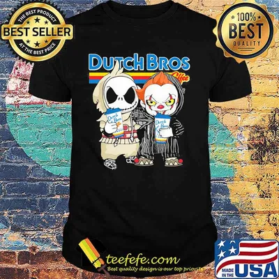 Nightmare and IT hug Dutch Bros coffee Halloween shirt