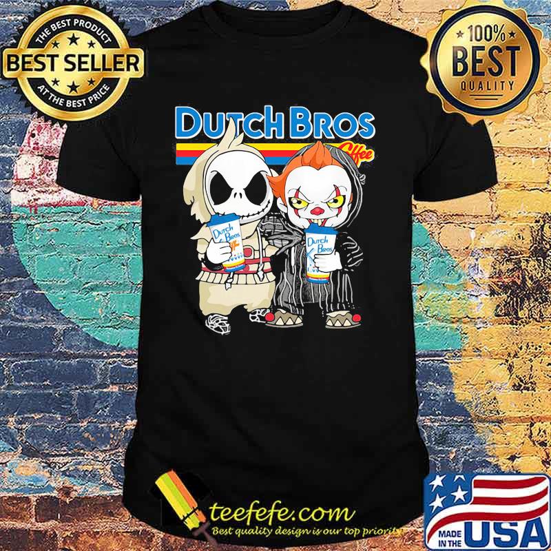 Nightmare and IT hug Dutch Bros coffee Halloween shirt Nightmare and IT hug Dutch Bros coffee Halloween shirt