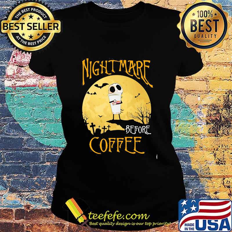 Nightmare before coffee hug Dunkin Donuts Halloween s Ladies tee Nightmare before coffee hug Dunkin Donuts Halloween s Ladies tee
