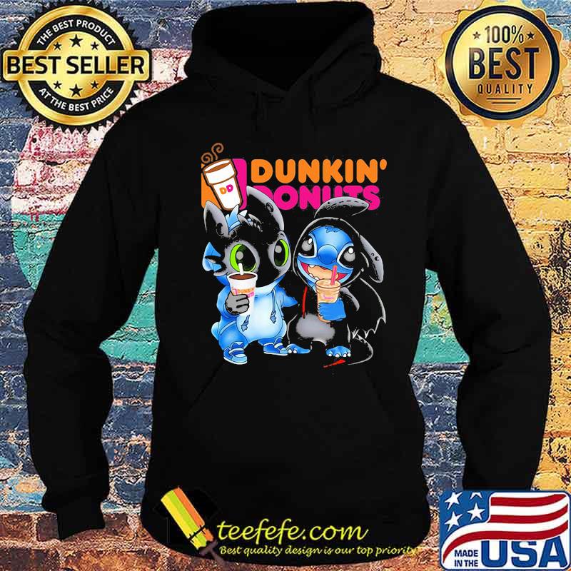 Official Stitch and toothless hug Dunkin Donuts s Hoodie Official Stitch and toothless hug Dunkin Donuts s Hoodie