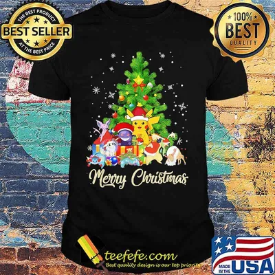 Pikachu cartoon merry christmas tree shirt