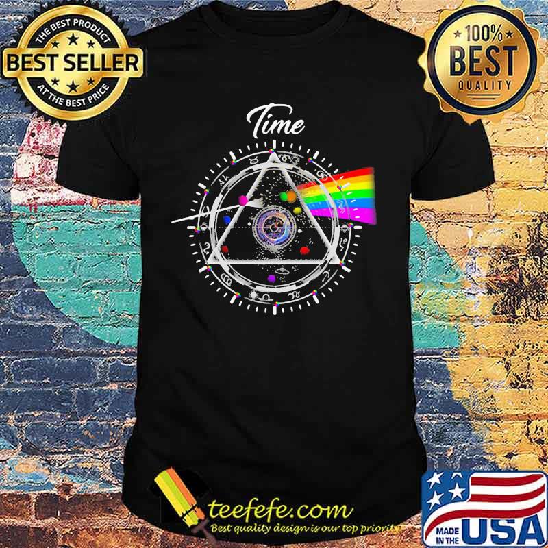 Pink floyd band time rainbow shirt