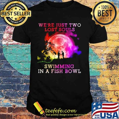 Pink floyd band we're just two lost souls swimming in a fish bowl moon shirt