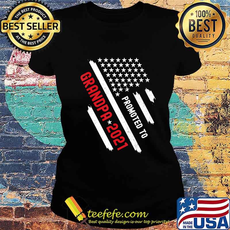 Promoted to grandpa 2021 line red american flag s Ladies tee Promoted to grandpa 2021 line red american flag s Ladies tee