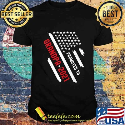 Promoted to grandpa 2021 line red american flag shirt