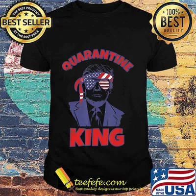 Quarantine King Trump Sunglasses and Bandana USA Flag T-Shirt