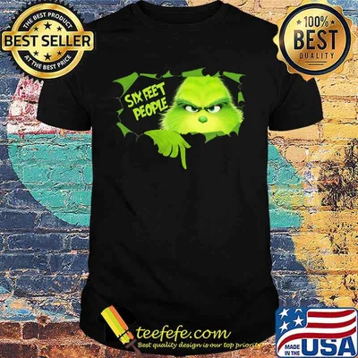 Six feet people cartoon green shirt
