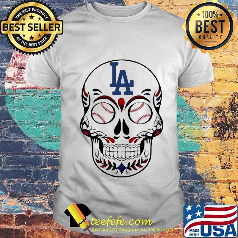 Skull Los Angeles LA Dodgers Logo Baseball Shirt
