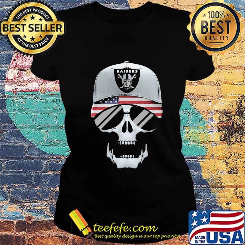 Skull oklahoma raiders logo american flag s Ladies tee Skull oklahoma raiders logo american flag s Ladies tee