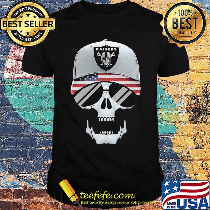Skull oklahoma raiders logo american flag shirt