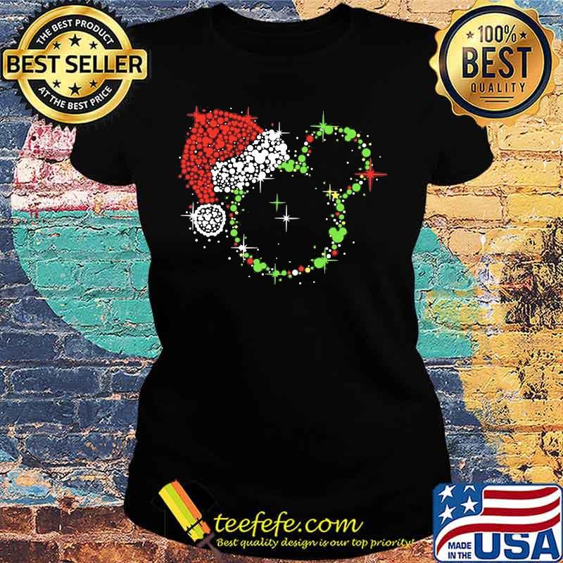 Sleeve christmas mickey hat santa s Ladies tee Sleeve christmas mickey hat santa s Ladies tee