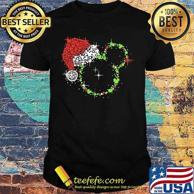 Sleeve christmas mickey hat santa shirt