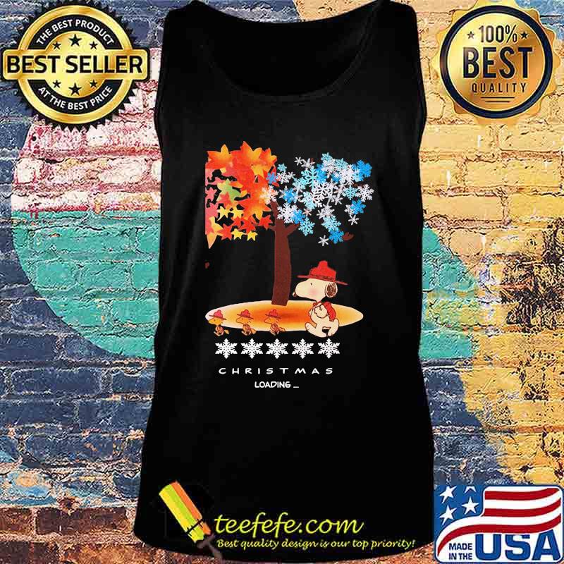 Snoopy and woodstock fall leaves snowflakes tree merry christmas loading s Tank top Snoopy and woodstock fall leaves snowflakes tree merry christmas loading s Tank top