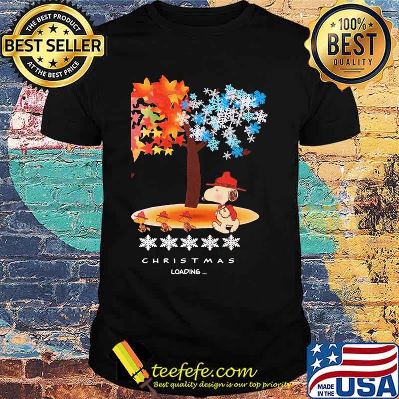 Snoopy and woodstock fall leaves snowflakes tree merry christmas loading shirt Snoopy and woodstock fall leaves snowflakes tree merry christmas loading shirt